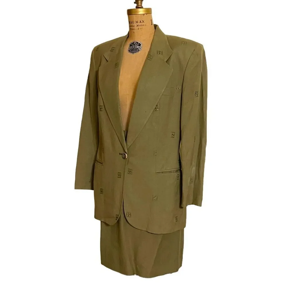 Green Linen Viscose blend Skirt suit - Luciano Tempesta size 8